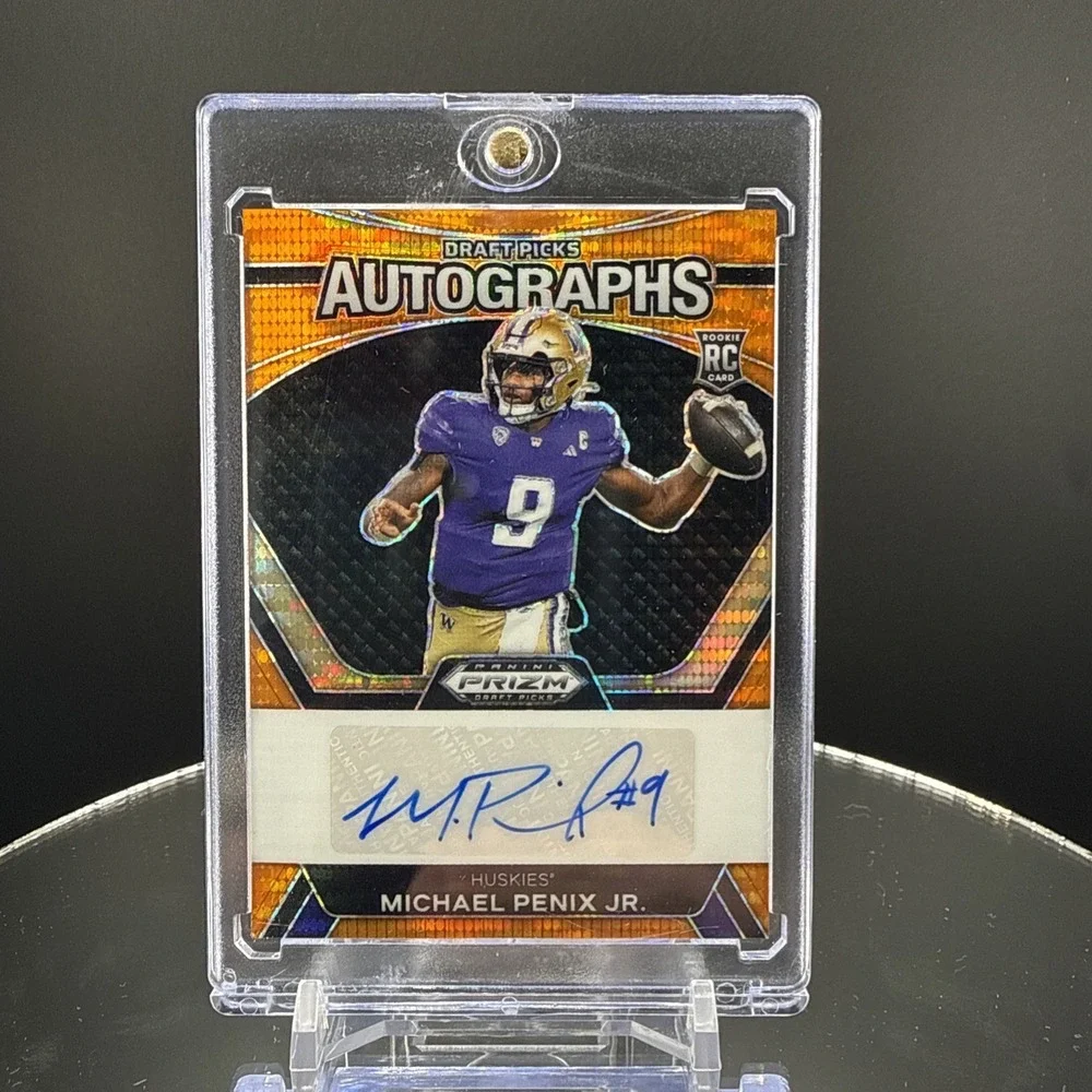 2024 Prizm Draft Picks Michael Penix Jr Auto RC /49 Orange Pulsar Washington